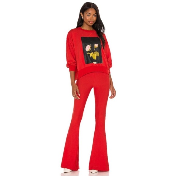 Selkie high waisted flare bell bottoms in vamp red - Picture 2 of 7